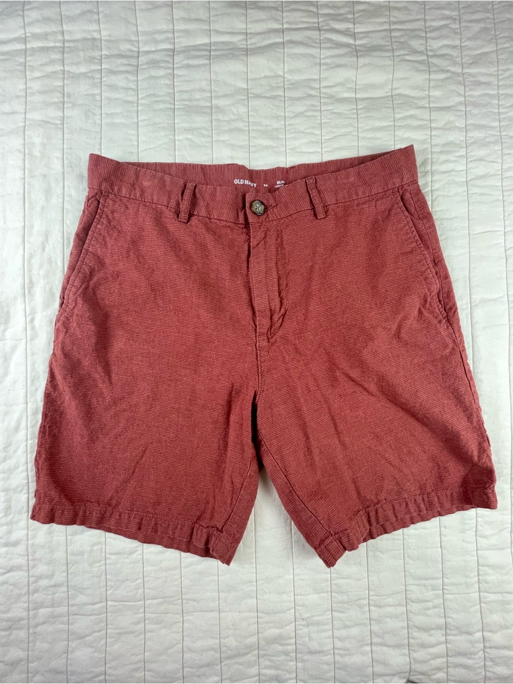 Old Navy Men's Brick Red Linen Cotton Casual Shorts 34W